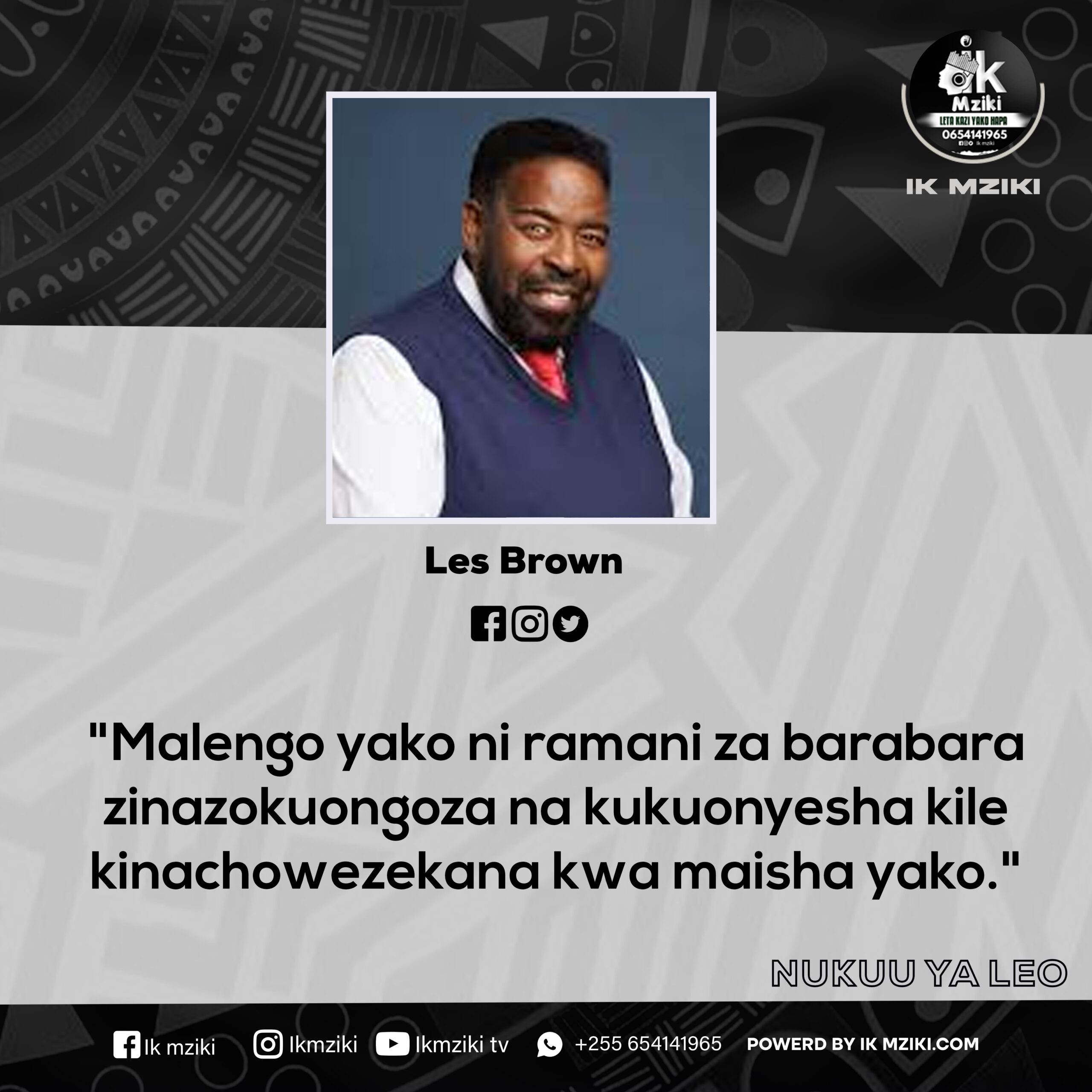 Nukuu kutoka kwa Les Brown Kuusu Malengo