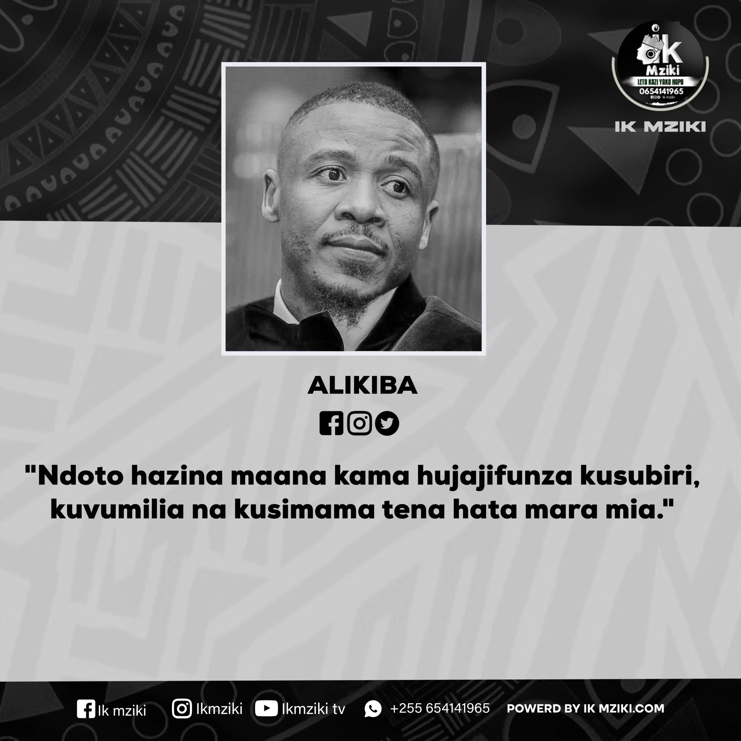 NUKUU YA LEO KUTOKA KWA ALIKIBA KUHUSU HESHIMA