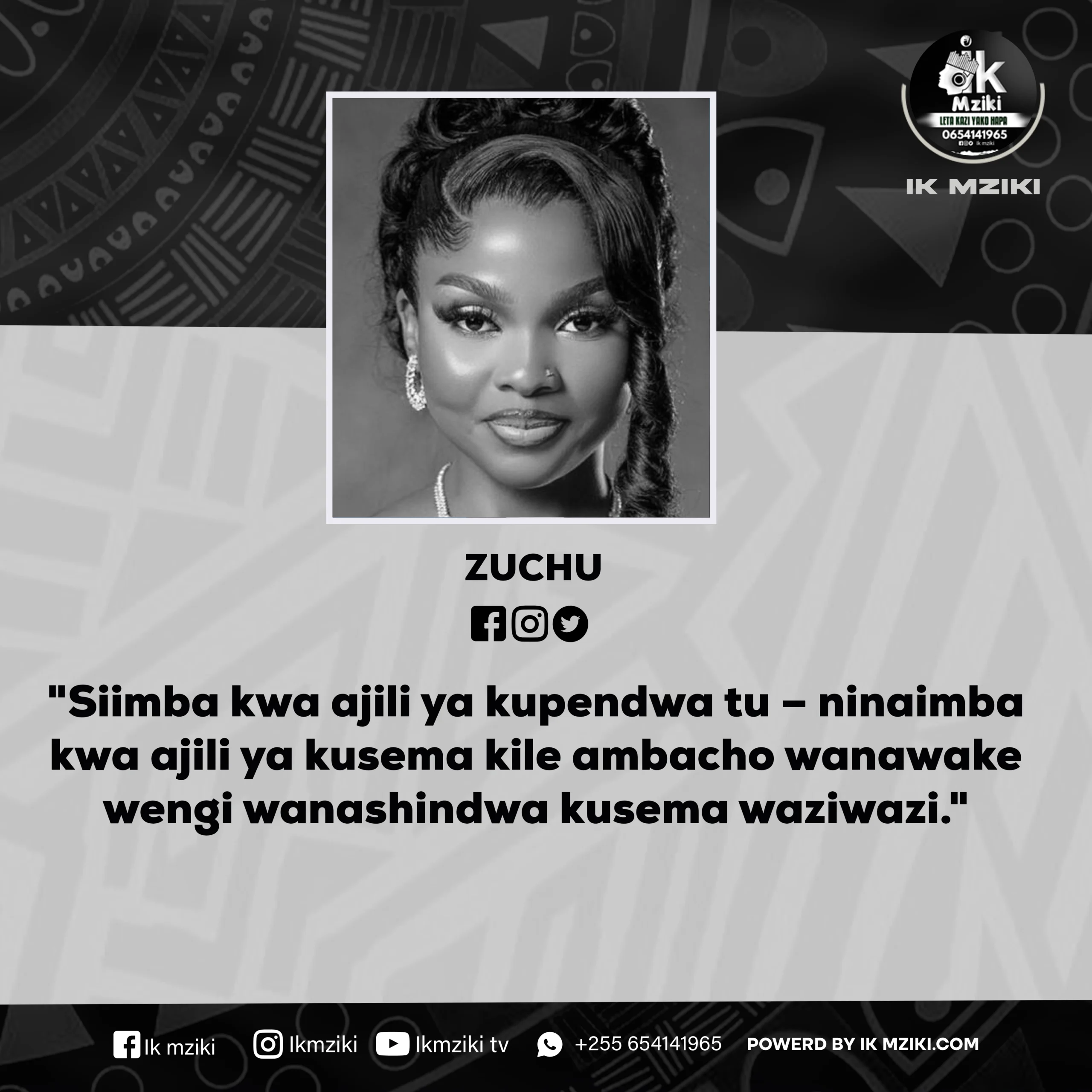 NUKUU YA LEO KUTOKA KWA ZUCHU KUHUSU UKOMAVU