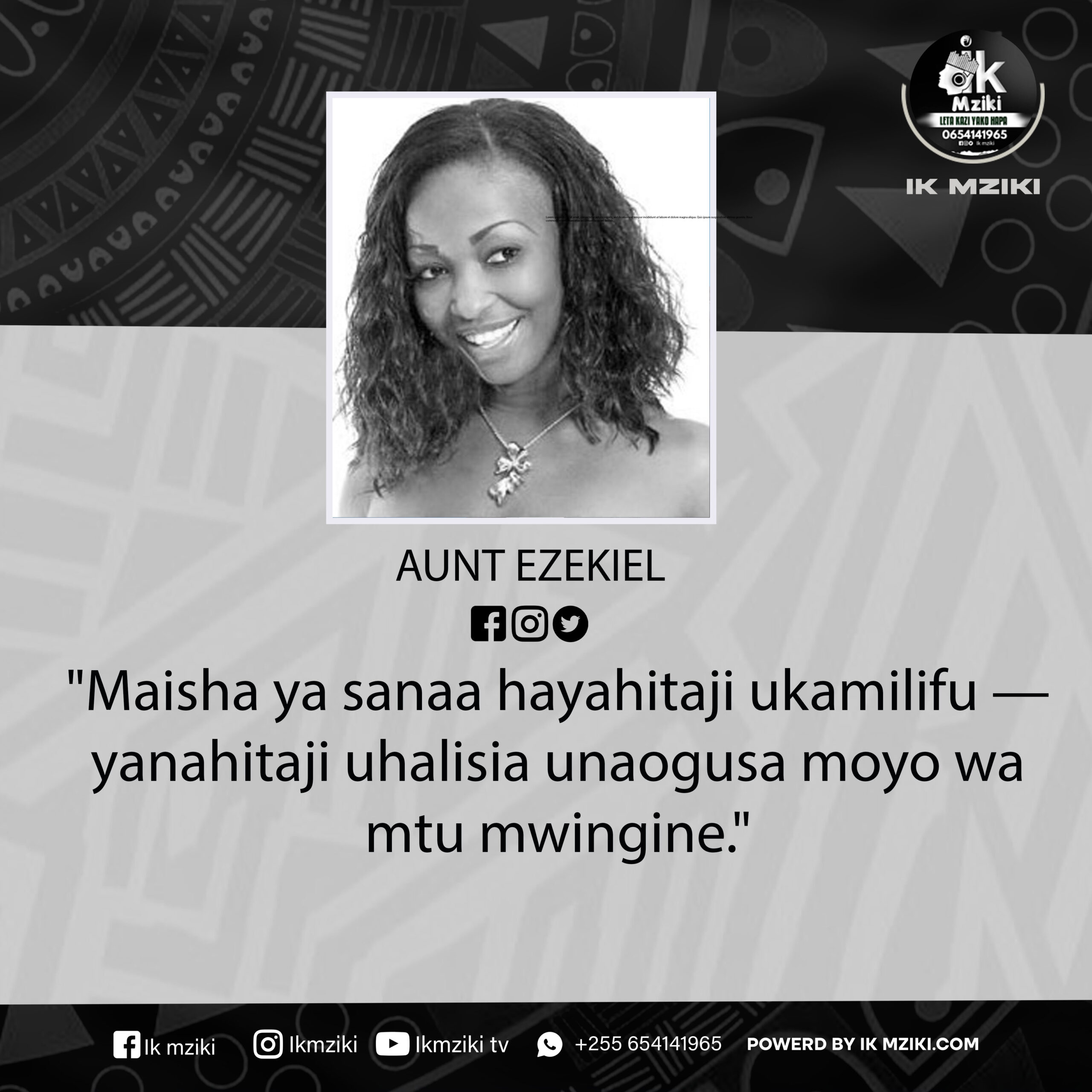 NUKUU YA LEO KUTOKA KWA AUNT EZEKIEL
