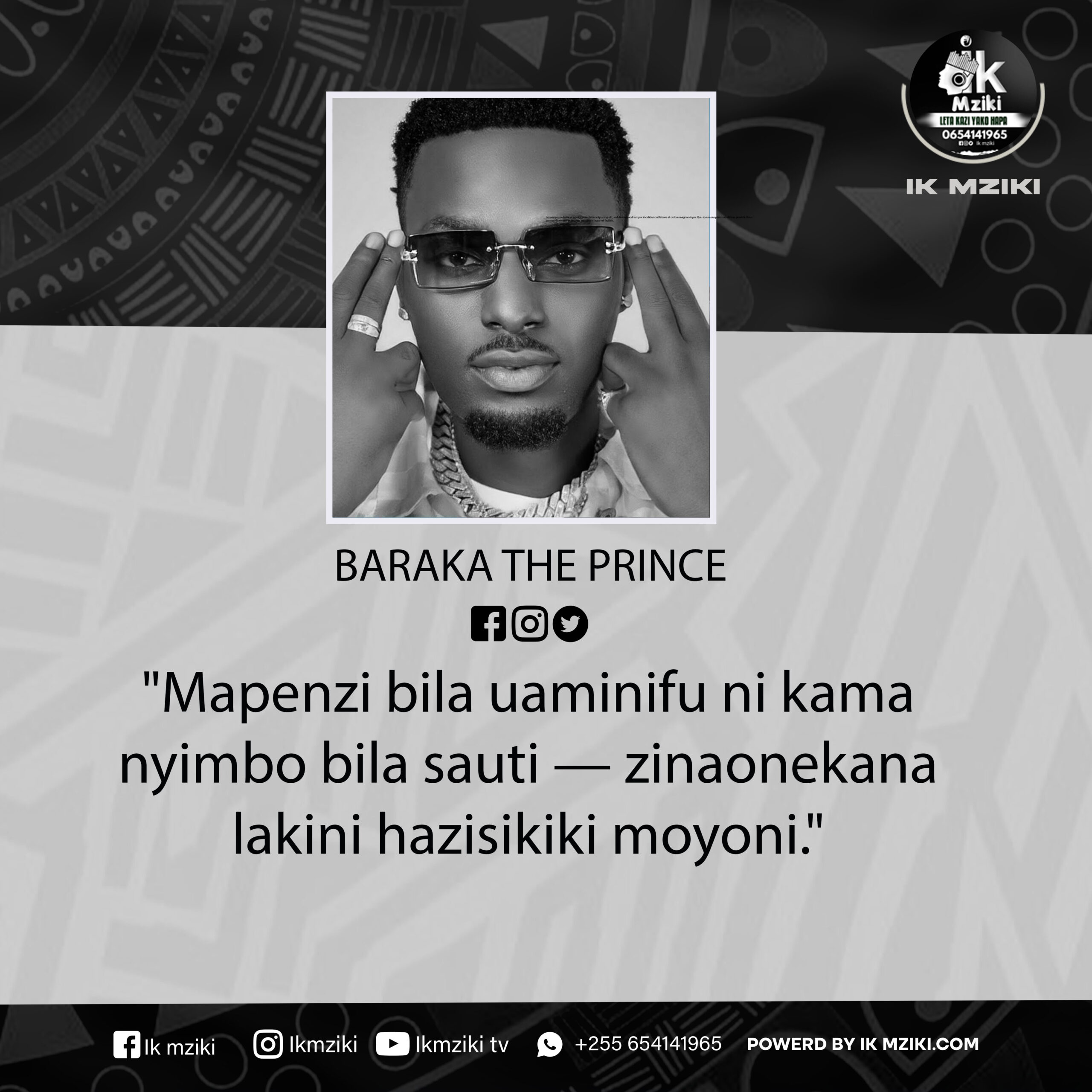 NUKUU YA LEO KUTOKA KWA BARAKA THE PRINCE KUHUSU MAPENZI
