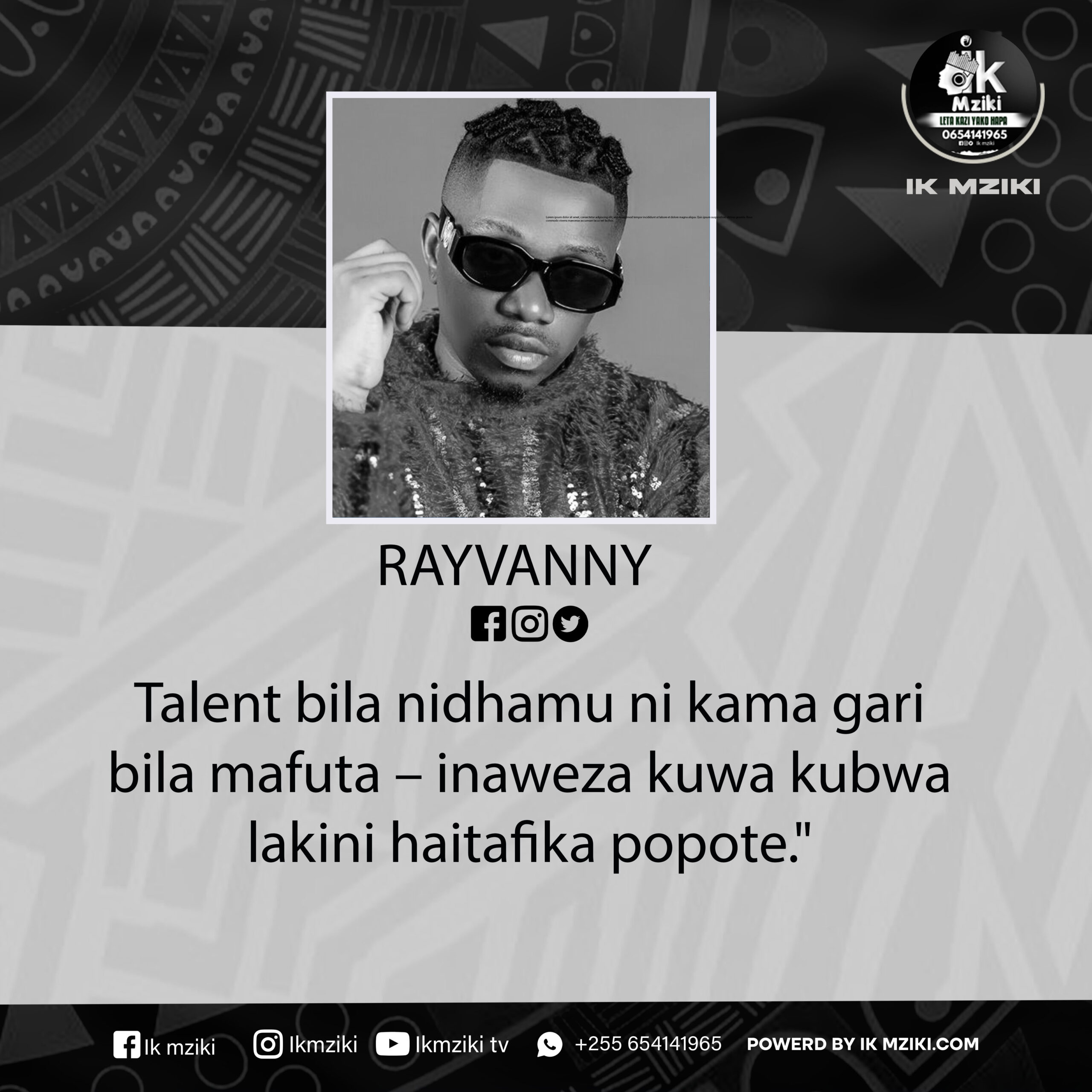 NUKUU YA LEO KUTOKA KWA RAYVANNY KUHUSU NIDHAMU