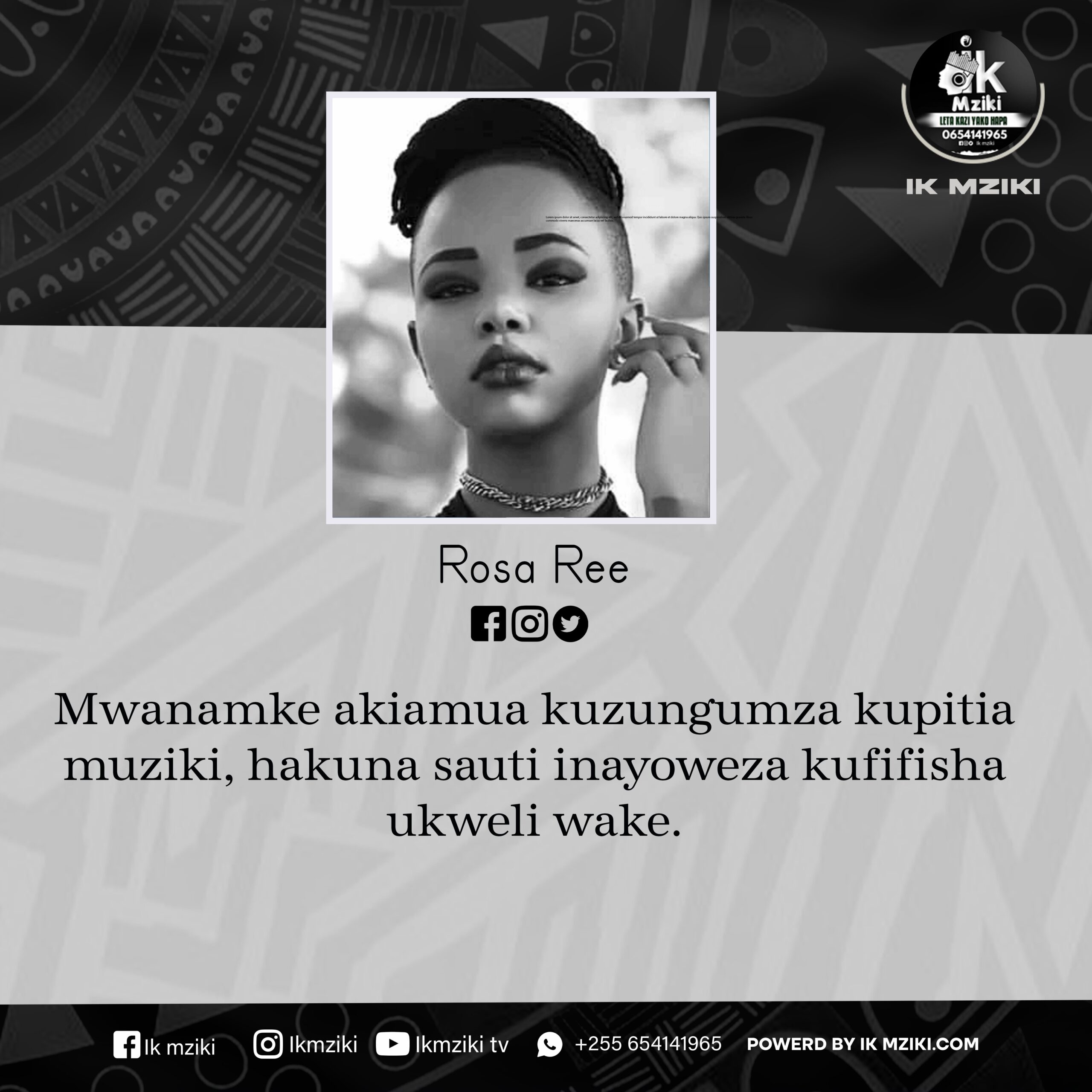 NUKUU YA LEO KUTOKA KWA ROSA REE KUHUSU UJASIRI WA MWANAMKE