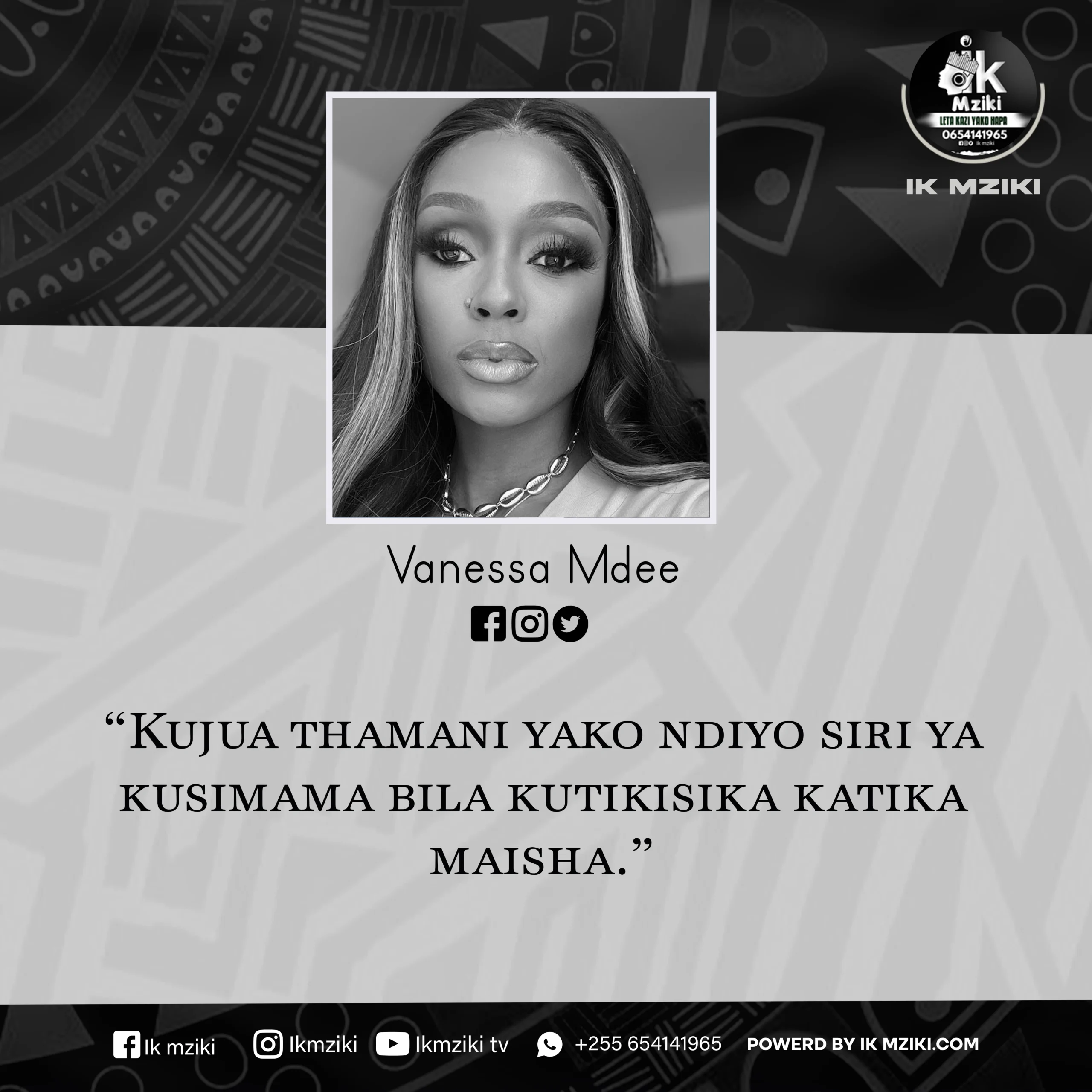NUKUU YA LEO KUTOKA KWA VANESSA MDEE KUHUSU KUJIAMINI