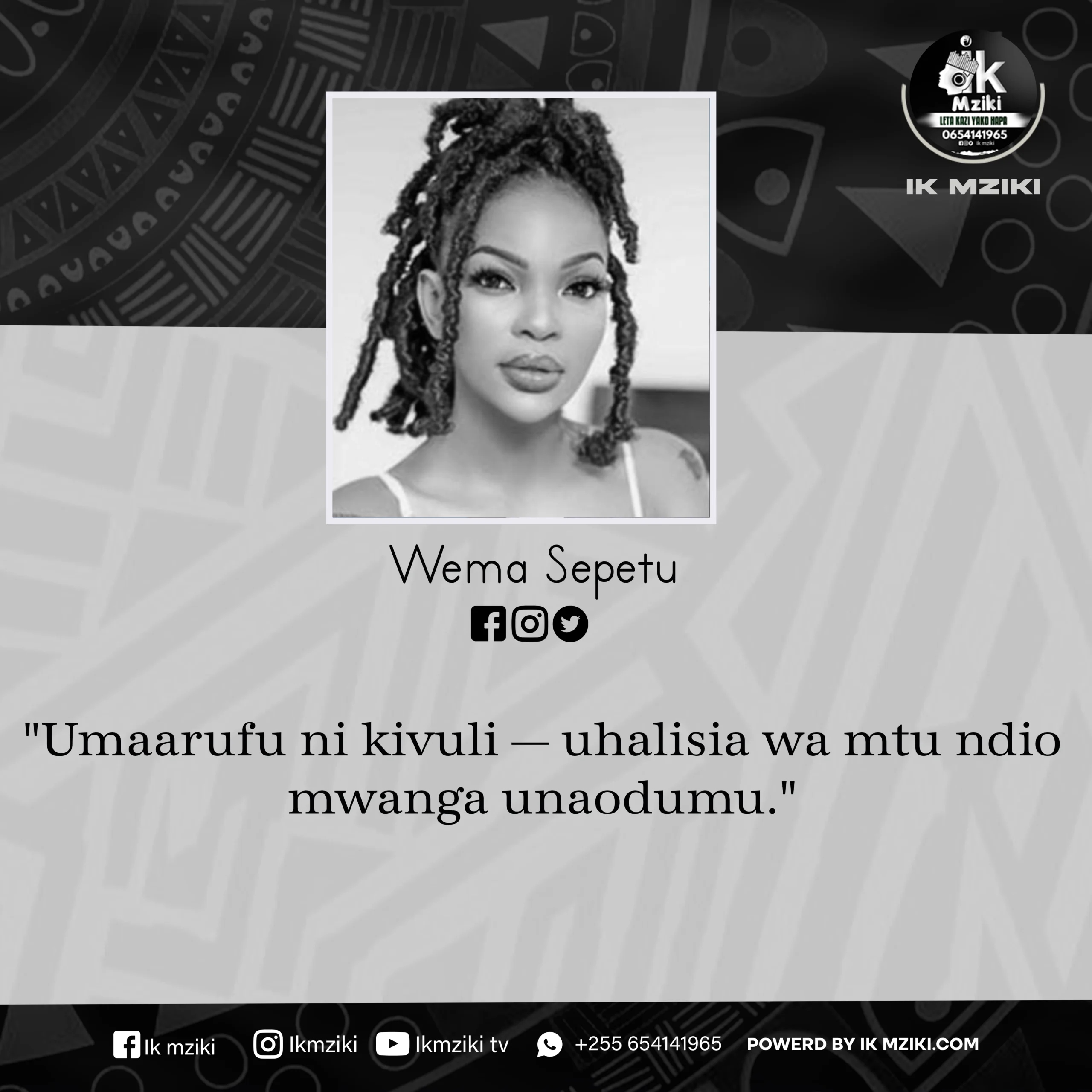 UKUU YA LEO KUTOKA KWA WEMA SEPETU KUUSU UHALISIA