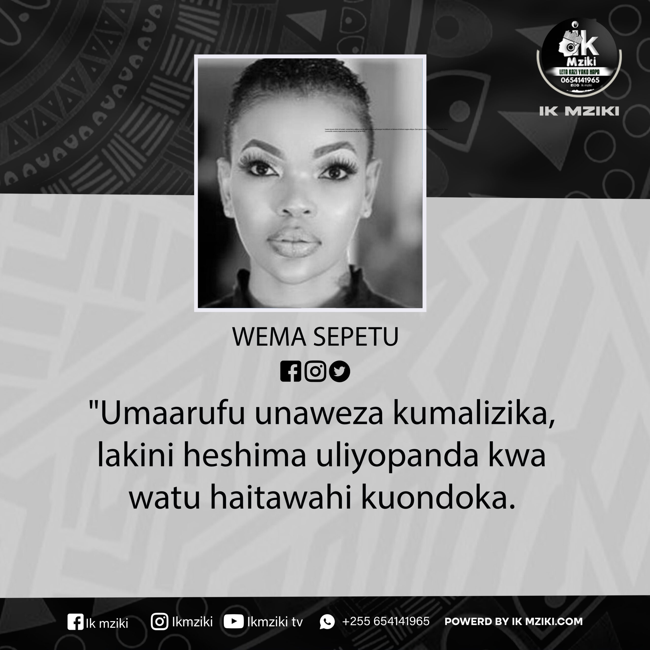 NUKUU YA LEO KUTOKA KWA WEMA SEPETU