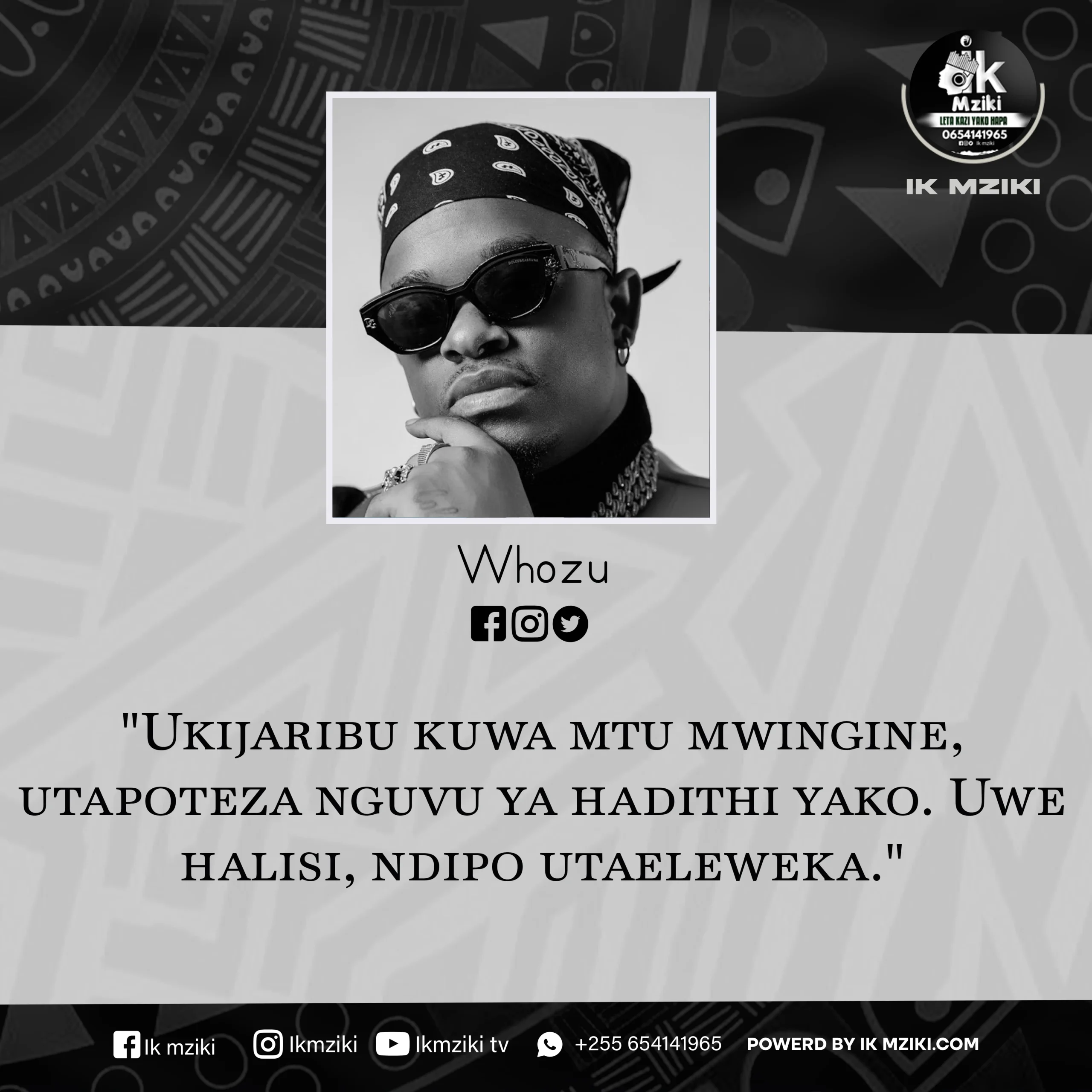 NUKUU YA LEO KUTOKA KWA WHOZU KUHUSU UHALISIA