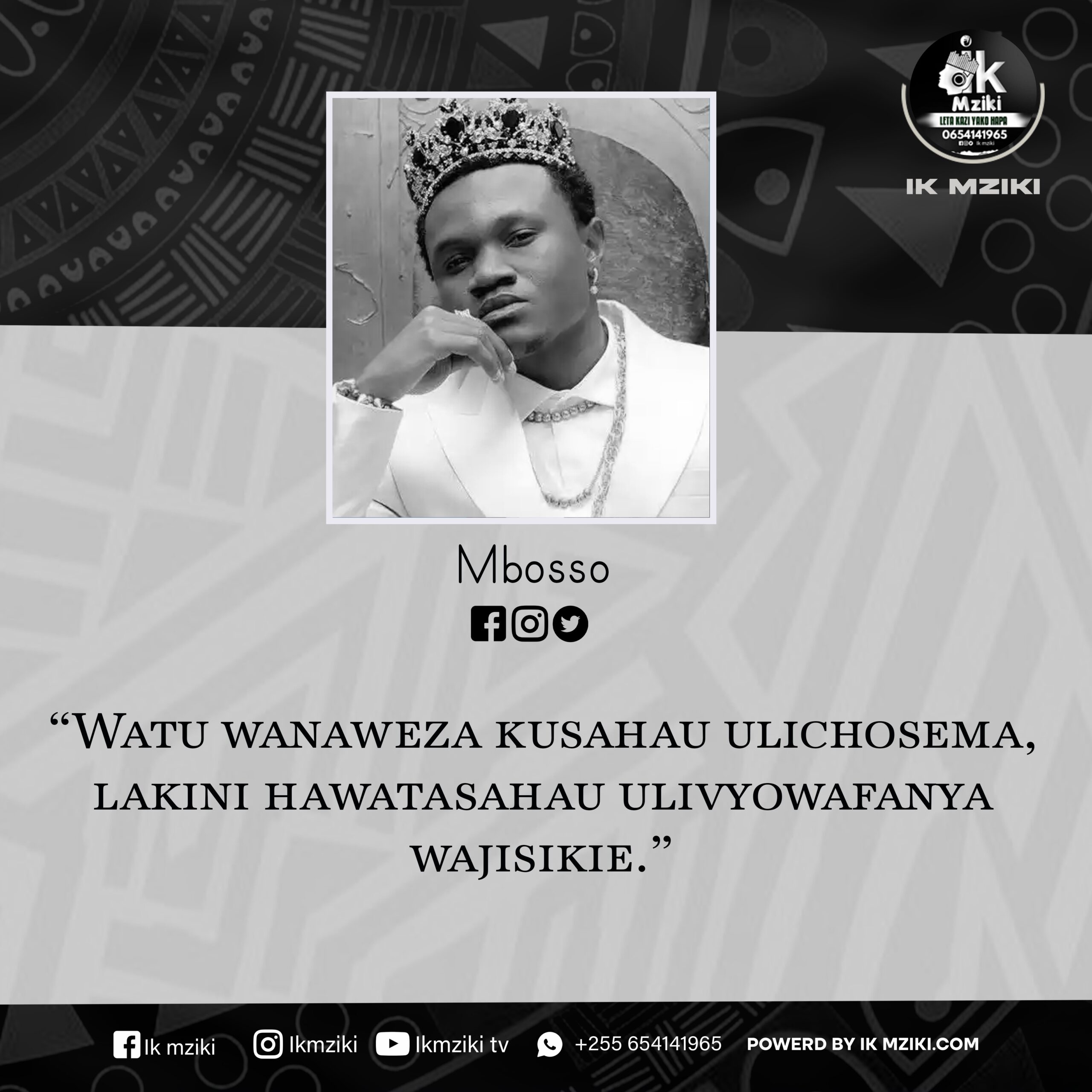 NUKUU YA LEO KUTOKA KWA MBOSSO KUHUSU HISIA