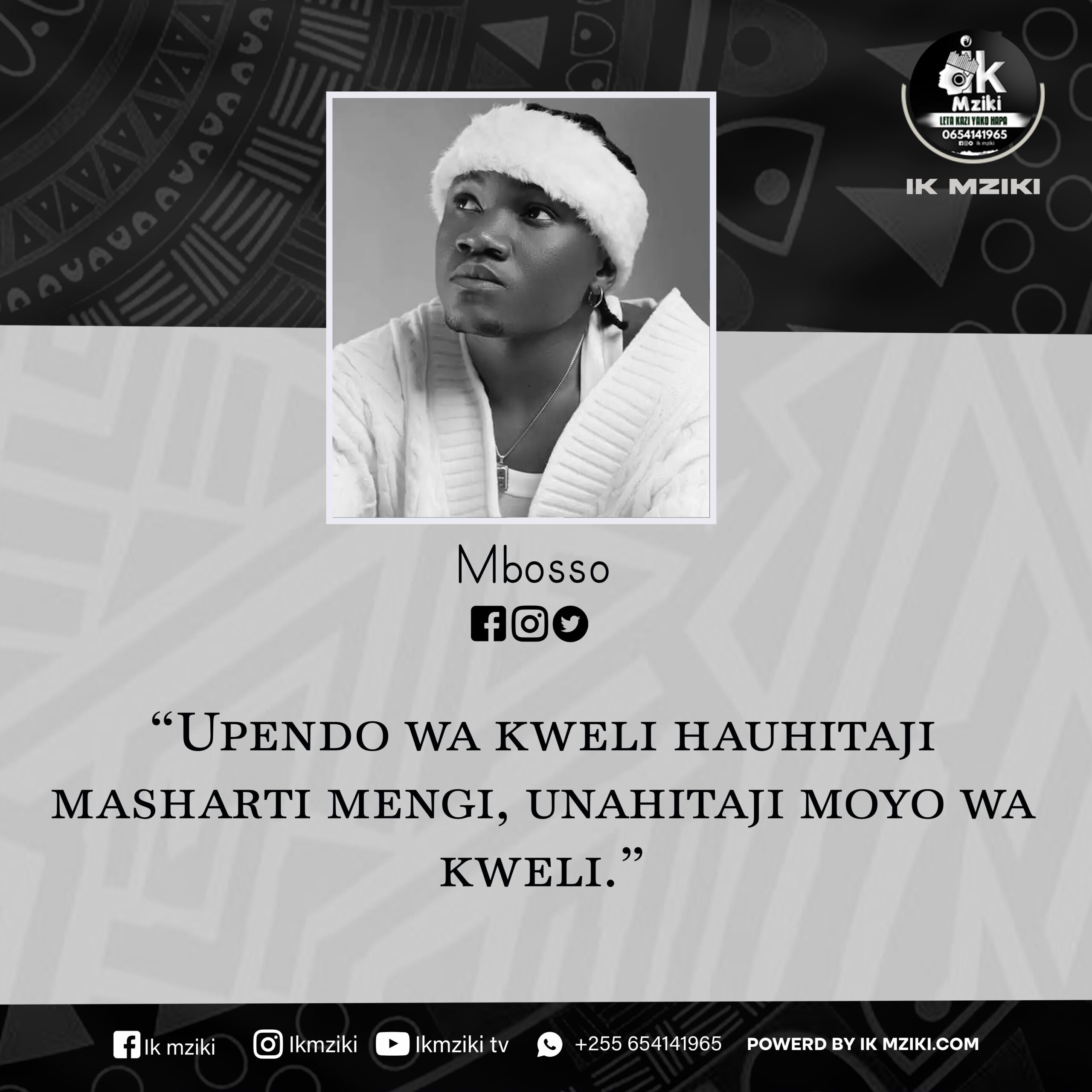 NUKUU YA LEO KUTOKA KWA MBOSSO KUHUSU UPENDO