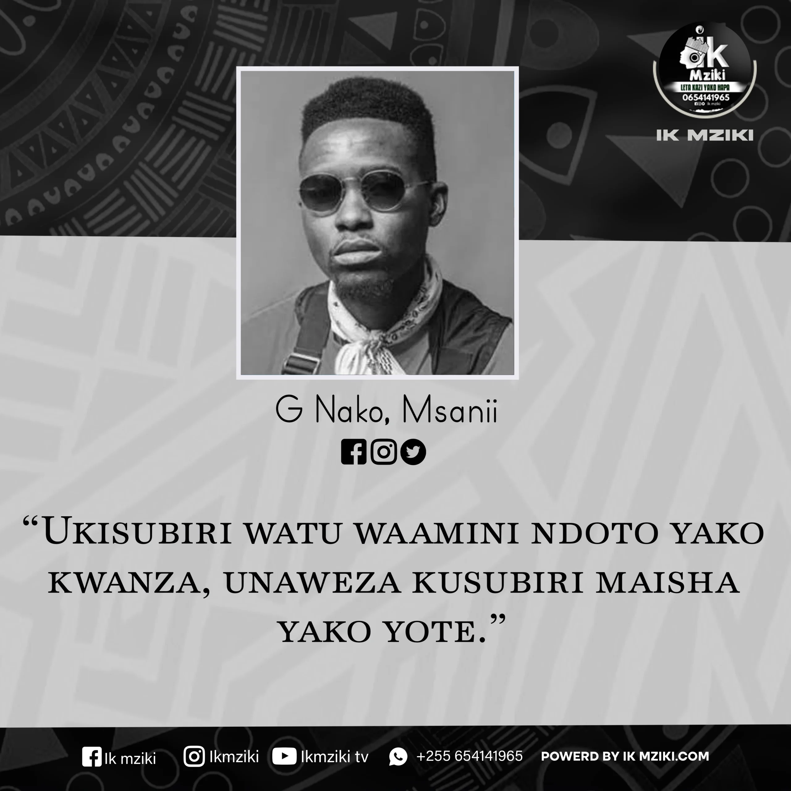 NUKUU YA LEO KUTOKA KWA G NAKO KUHUSU KUJIAMINI