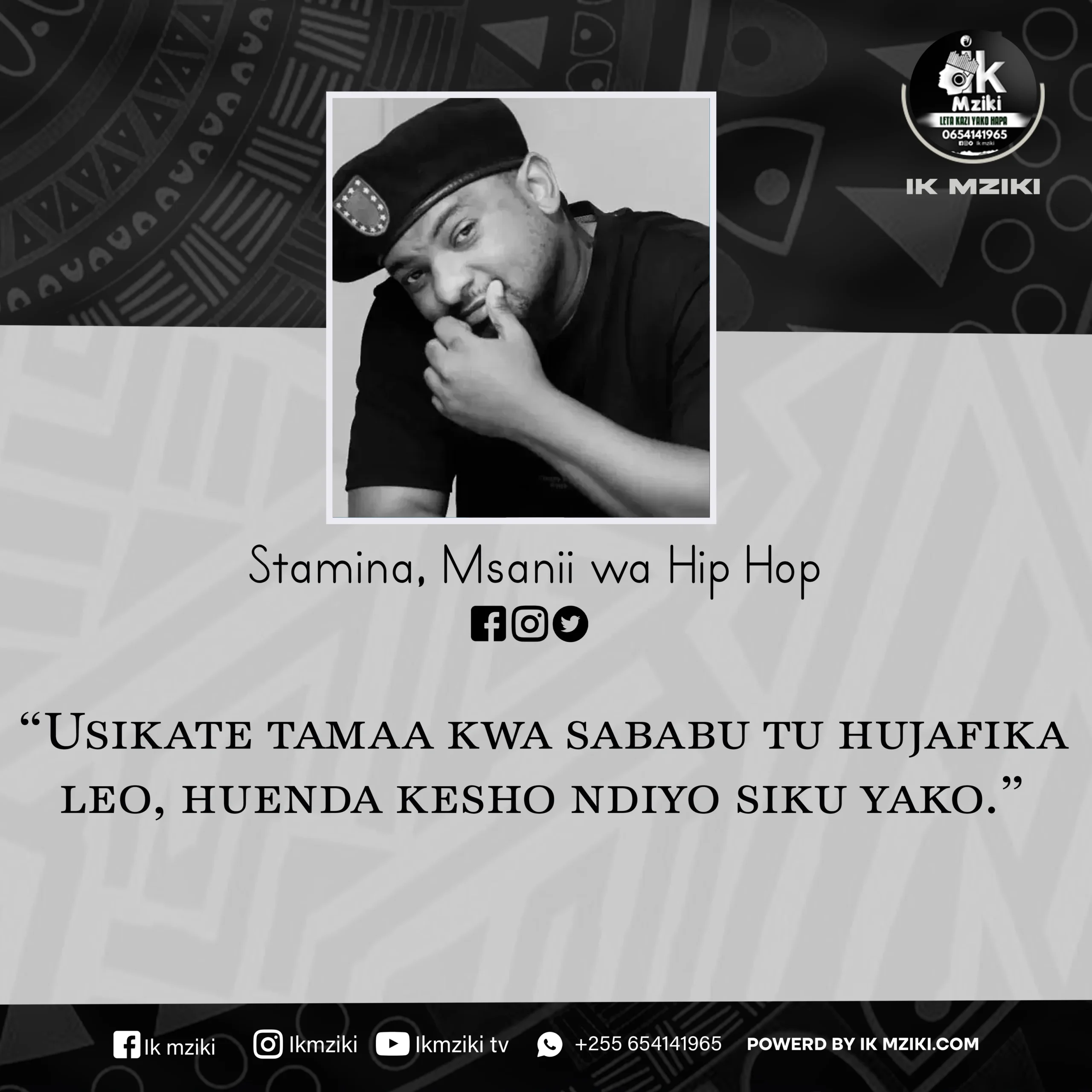 NUKUU YA LEO KUTOKA KWA STAMINA KUHUSU UVUMILIVU